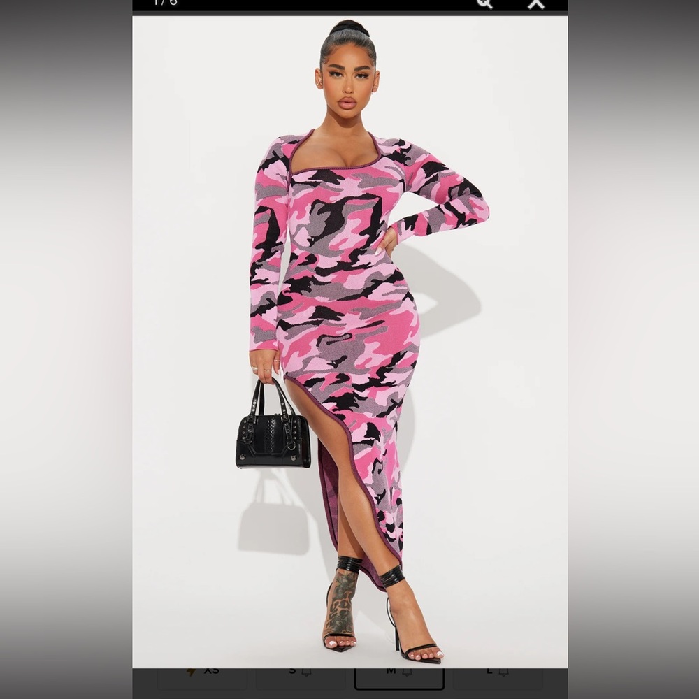 Sweater dress: ‘Naomi Camo Maxi Dress - Pink/combo’